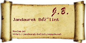 Jandaurek Bálint névjegykártya
